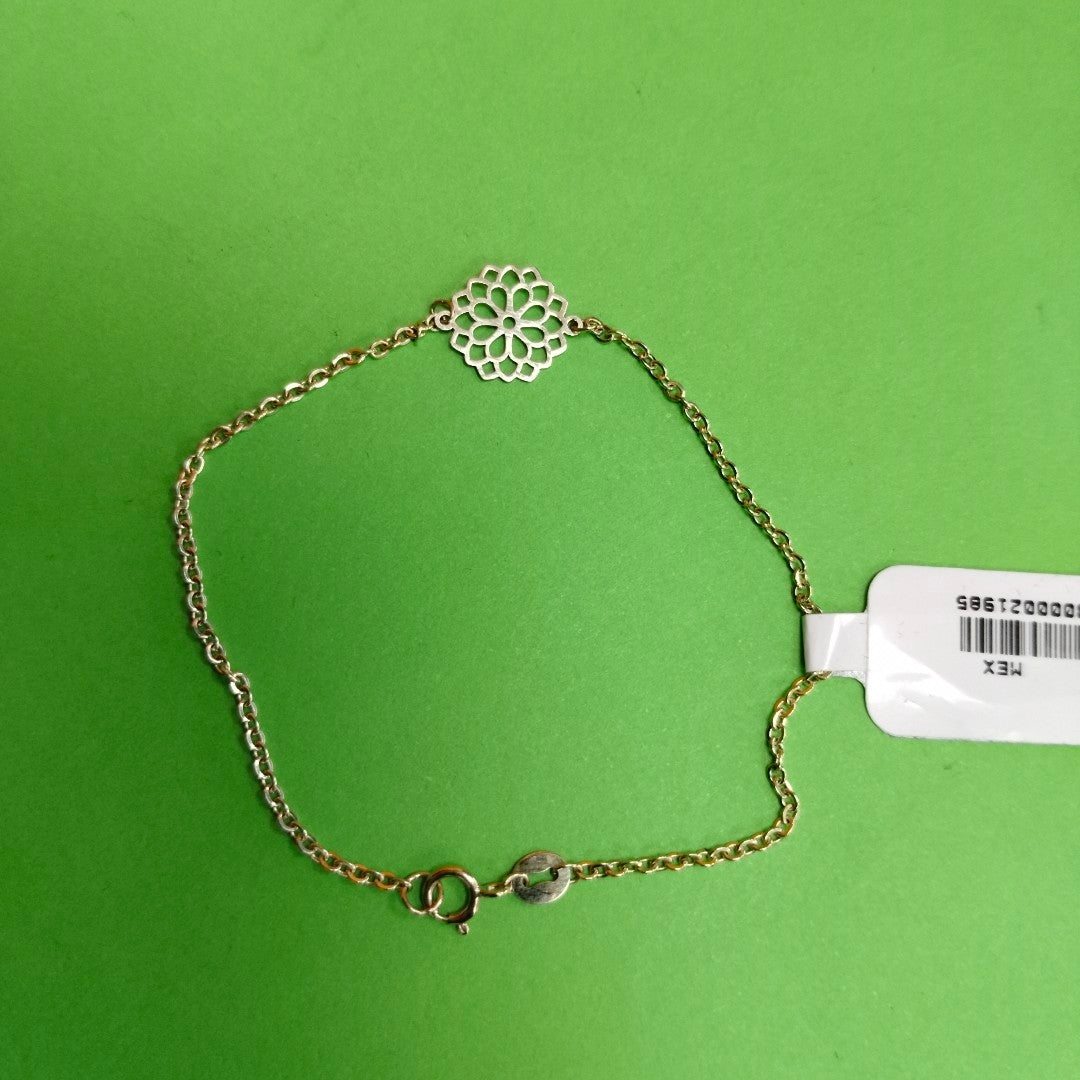 PULSERA TEJIDO ESPECIAL CON MANDALA 14K 18 CM 1.4 GR (NUEVO)