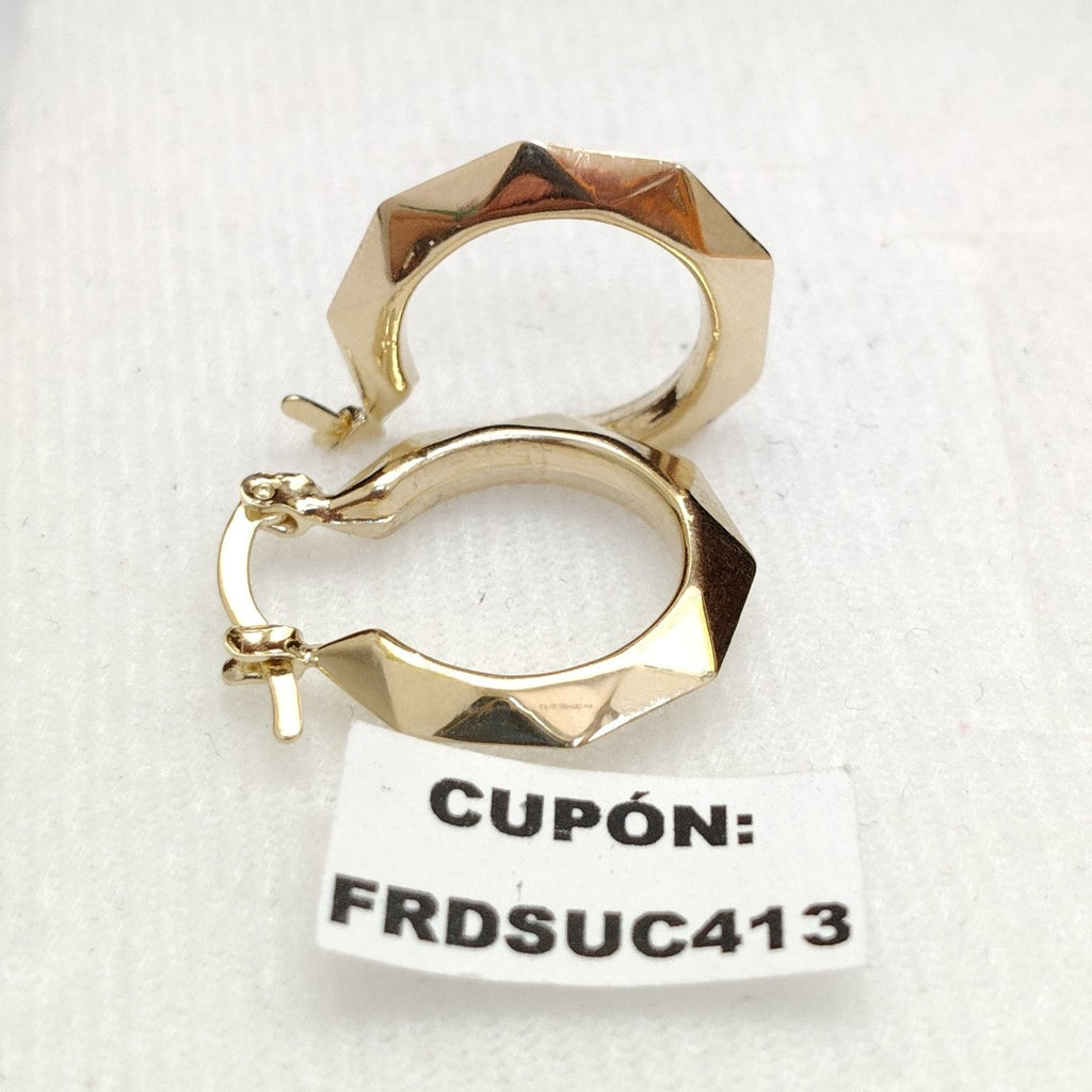 ARETES TEJIDO ARRACADAS FACETADAS 14K 1.8 GR (NUEVO)