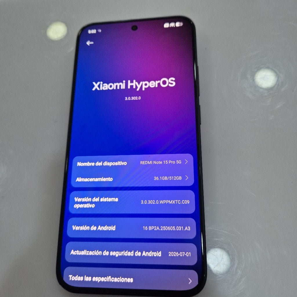 CELULAR XIAOMI REDMI NOTE 15 PRO 5G 25080RABDG (2026) 512 GB 8 GB RAM (SEMINUEVO)
