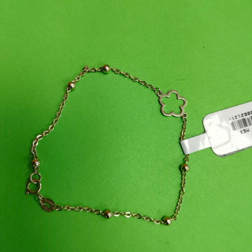 PULSERA TEJIDO ESPECIAL CON FLOR 14K 18 CM 1.6 GR (NUEVO)
