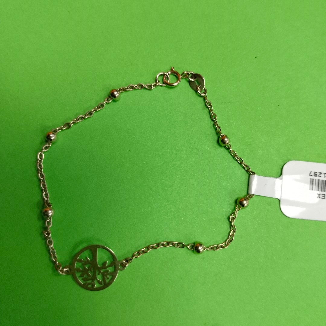PULSERA TEJIDO ESPECIAL ARBOL 14K 18 CM 1.7 GR (NUEVO)
