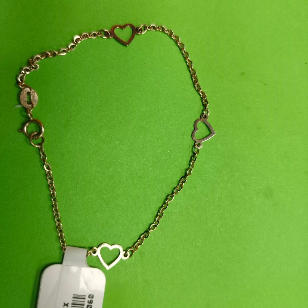 PULSERA ESPECIAL CON CORAZONES 14K 18 CM 1.2 GR (NUEVO)