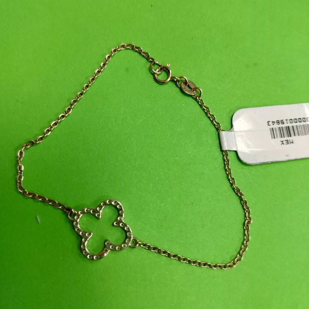 PULSERA TEJIDO ESPECIAL C CIRCONIAS 14K 18 CM 1.8 GR (NUEVO)