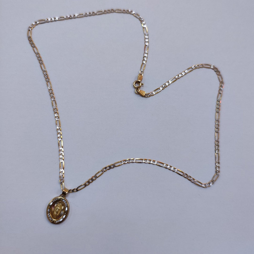 CADENA, MEDALLA RELIGIOSA ORO 10 K 4 GRMS (SEMINUEVO)
