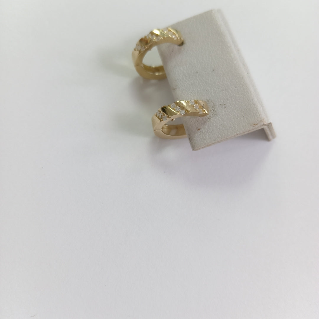 ARETES HUGGIES CON CIRCONIAS 14K 2.3 GR (NUEVO)