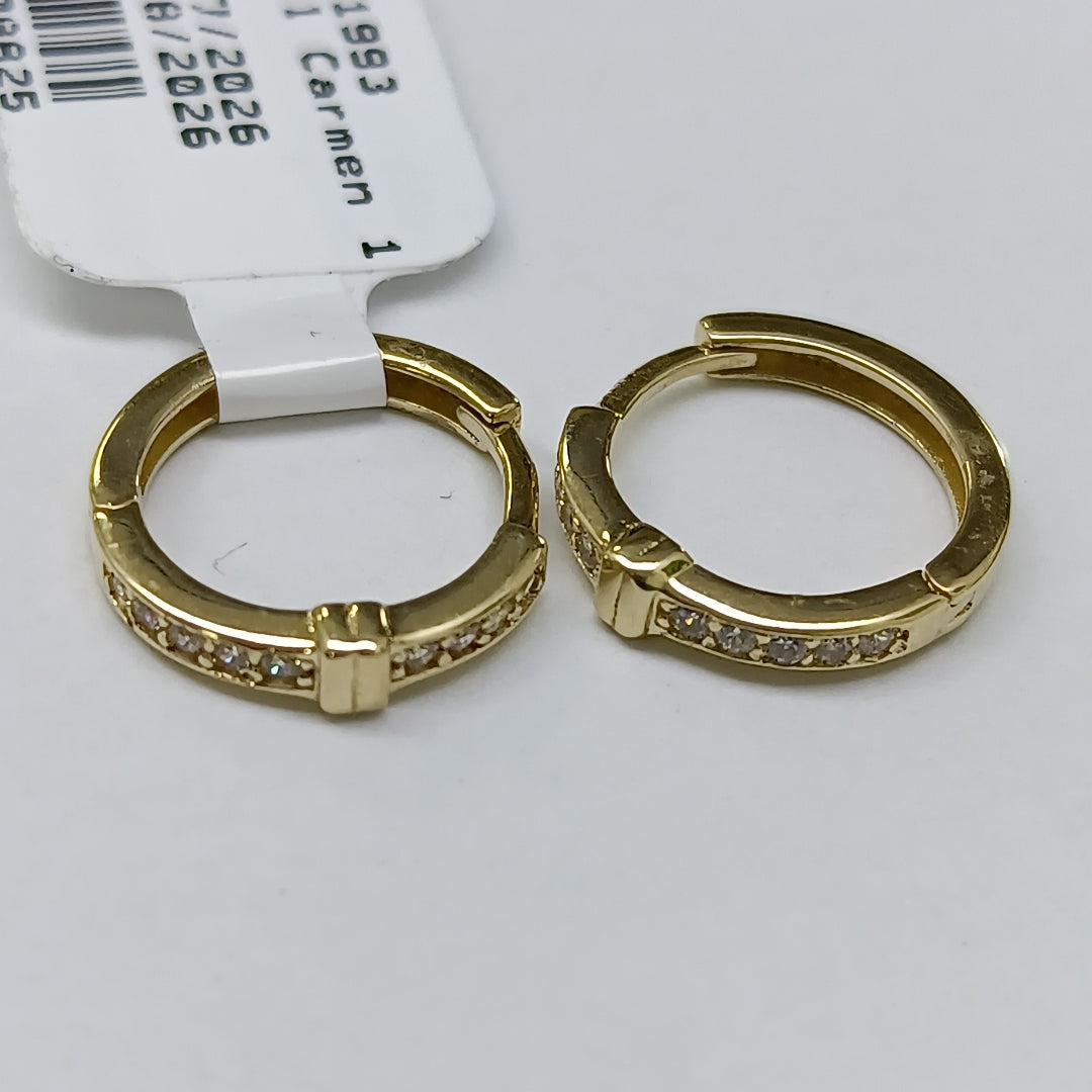 ARETES HUGGIES C CIRCONIA 14K 1.8 GR (NUEVO)