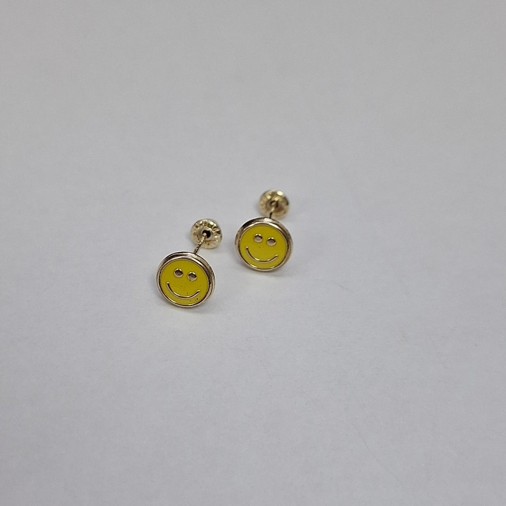 BROQUELES BROQUEL FIG SONRISA ESMALTE AMARILLO 14K 0.2074 GR (NUEVO)