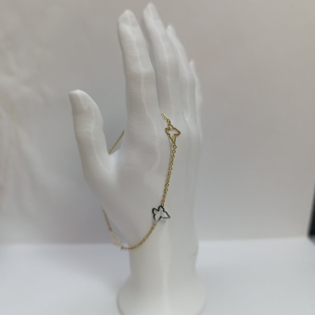 PULSERA ESPECIAL C MARIPOSAS 14K 18 CM 1.7 GR (NUEVO)