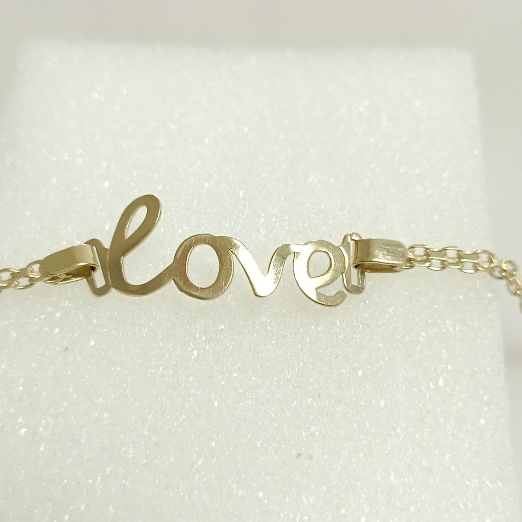 PULSERA ESCLAVA GRABADA LOVE 10K 18 CM 2.7 GR (NUEVO)