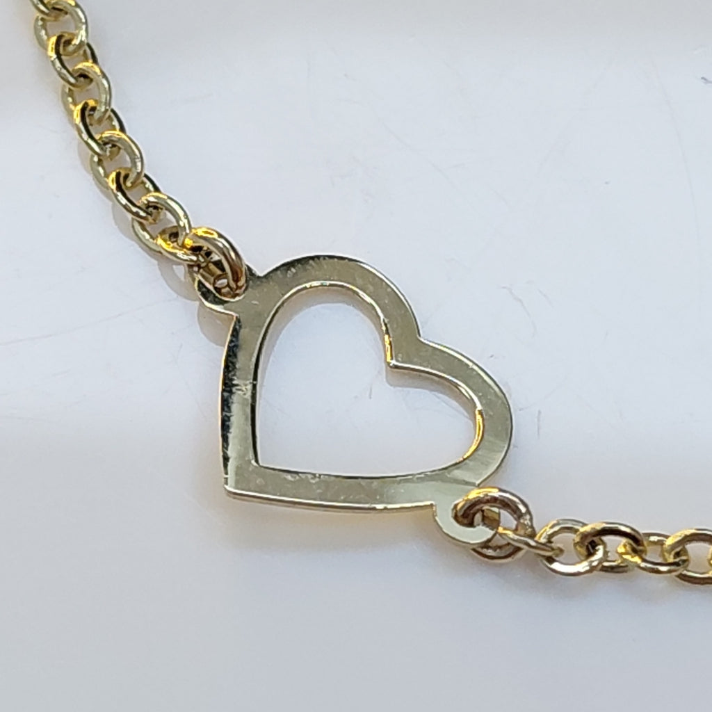 PULSERA ESPECIAL CON CORAZONES CONBINADOS 14K 18 CM 1.7 GR (NUEVO)