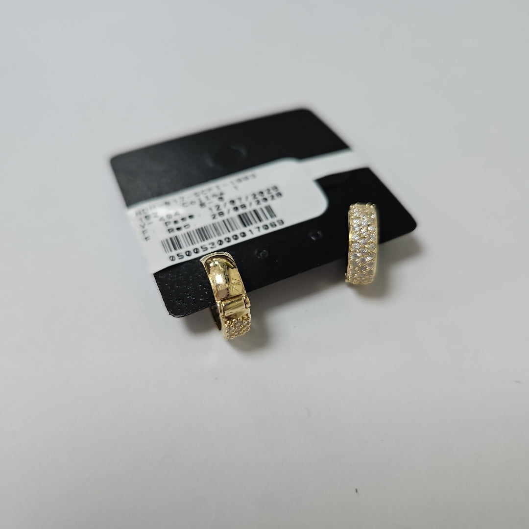 ARETES HUGGIE CON CIRCONIAS 14K 2.2 GR (NUEVO)