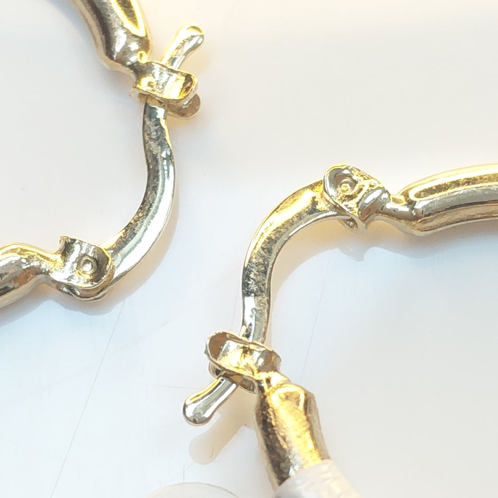 ARETES ARRACADAS HUECAS COMBINADAS 14K 2.5 GR (NUEVO)