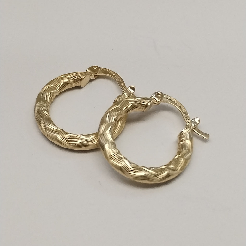 ARETES TEJIDO ARRACADAS ASTRIADAS 14K 1.9 GR (NUEVO)