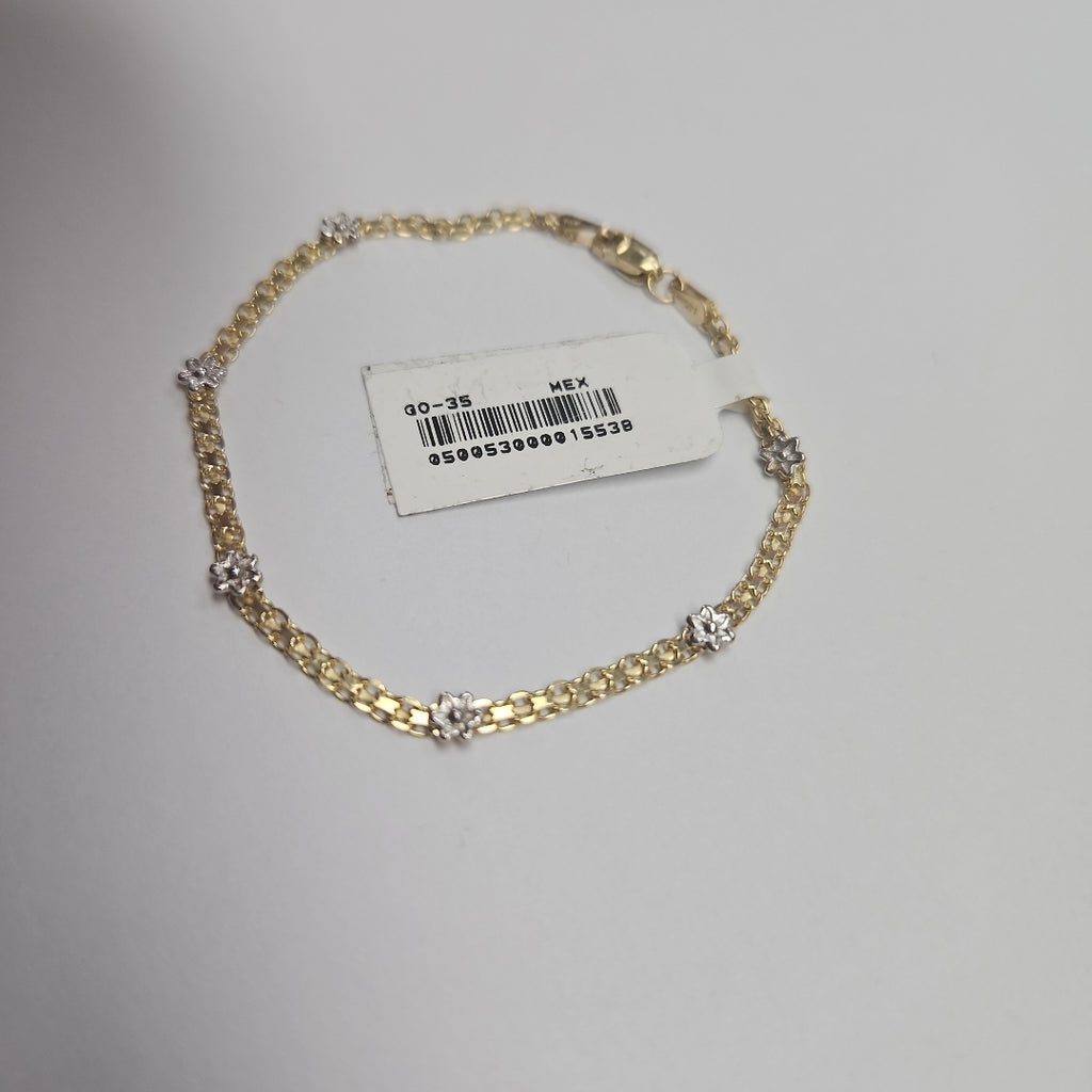 PULSERA ESPECIAL C FLORES 14K 18 CM 2.9 GR (NUEVO)