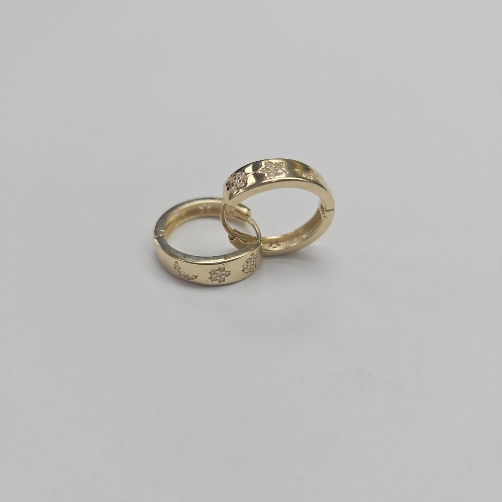ARETES TEJIDO HUGGIES CON CIRCONIAS 14K 2.9 GR (NUEVO)