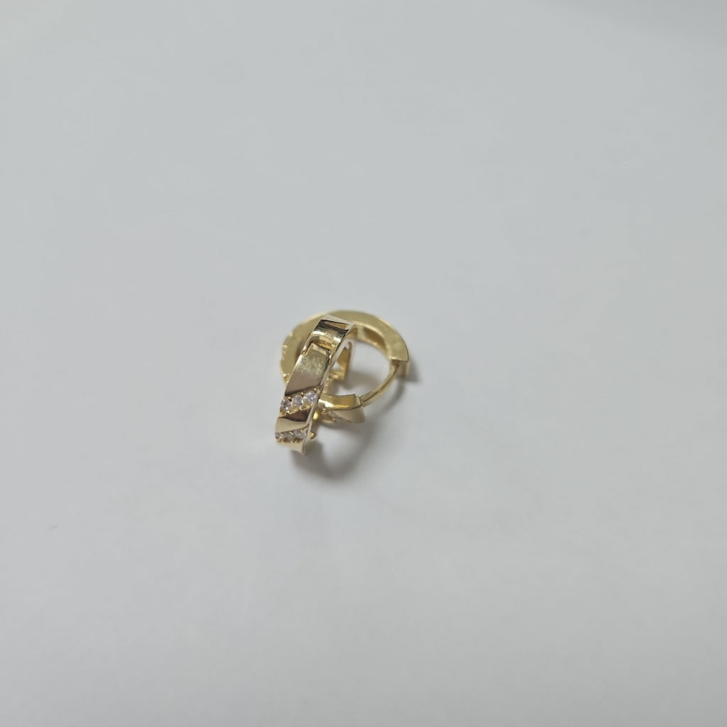 ARETES HUGGIES CON CIRCONIAS 14K 2.2 GR (NUEVO)