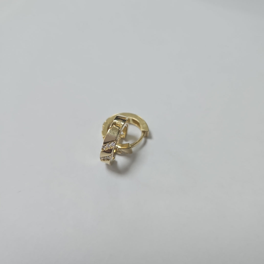 ARETES HUGGIES CON CIRCONIAS 14K 2.2 GR (NUEVO)