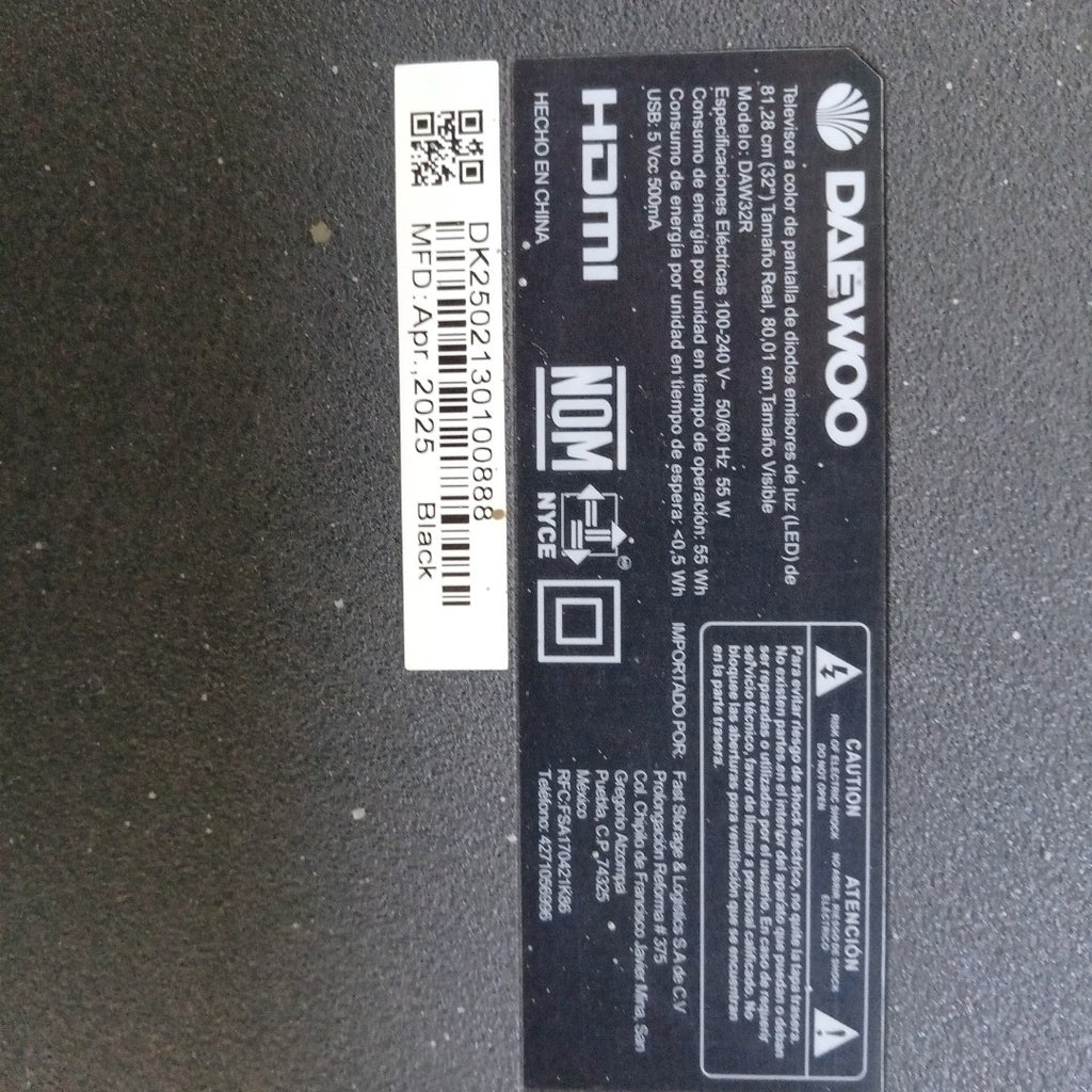 PANTALLA DAEWOO DAW32R (2025) 32" LED HD (SEMINUEVO)