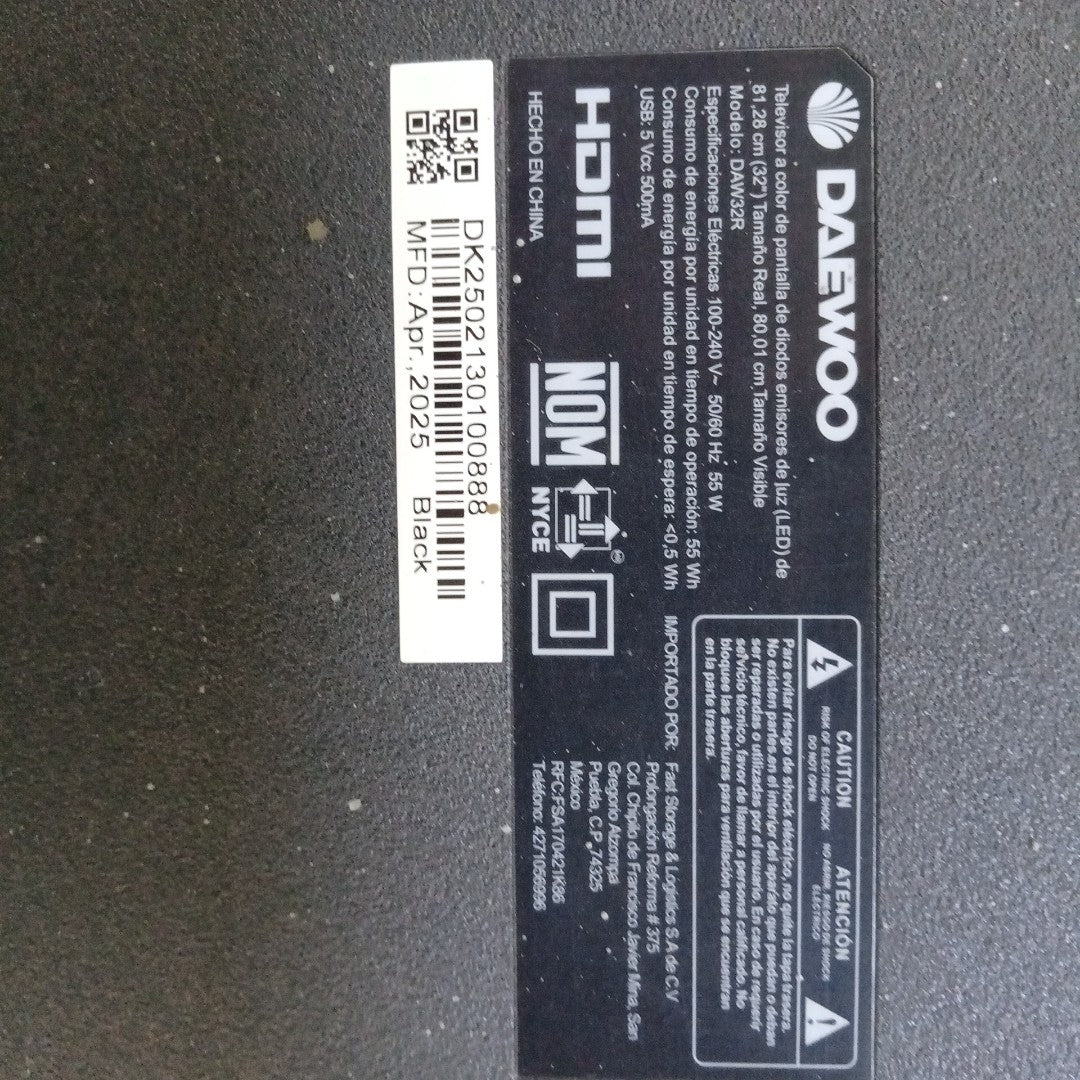 PANTALLA DAEWOO DAW32R (2025) 32" LED HD (SEMINUEVO)