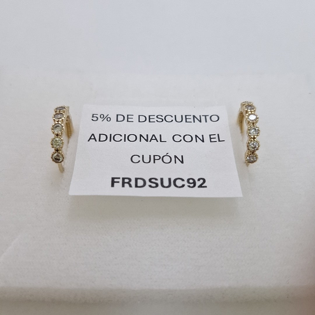 ARETES HUGGIES C CIRCONIAS 14K 2 GR (NUEVO)
