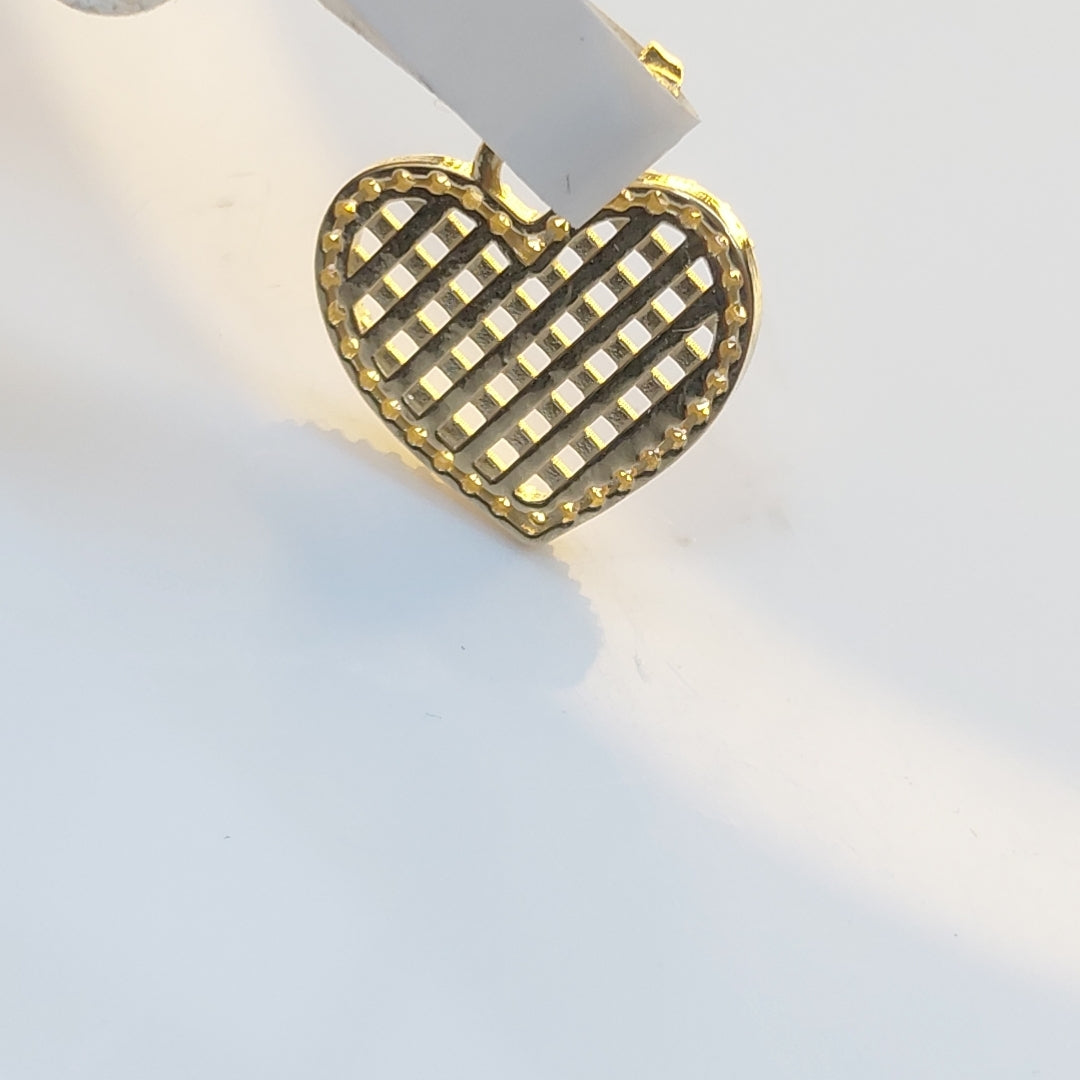 DIJE TEJIDO CORAZON CON CERCO DE CIRCONIAS 14K 1.1 GR (NUEVO)