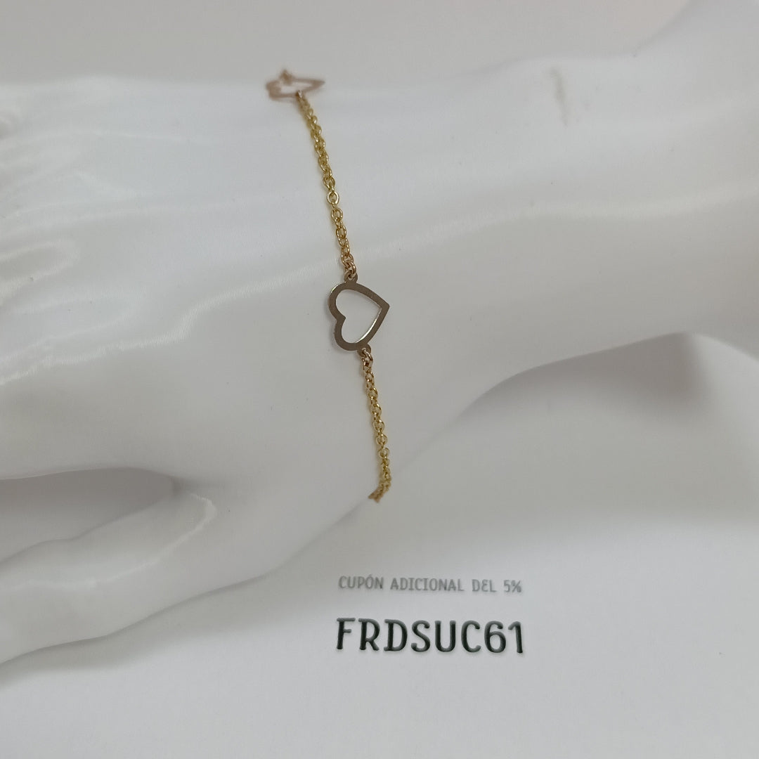 PULSERA ESPECIAL CON CORAZONES CONBINADOS 14K 18 CM 1.7 GR (NUEVO)