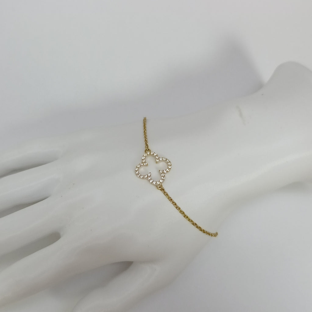 PULSERA TEJIDO ESPECIAL C CIRCONIAS 14K 18 CM 1.8 GR (NUEVO)