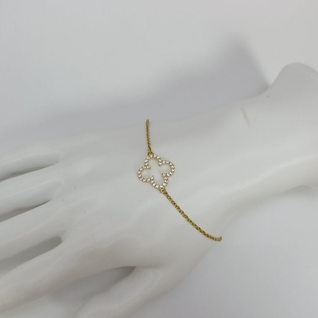 PULSERA TEJIDO ESPECIAL C CIRCONIAS 14K 18 CM 1.8 GR (NUEVO)