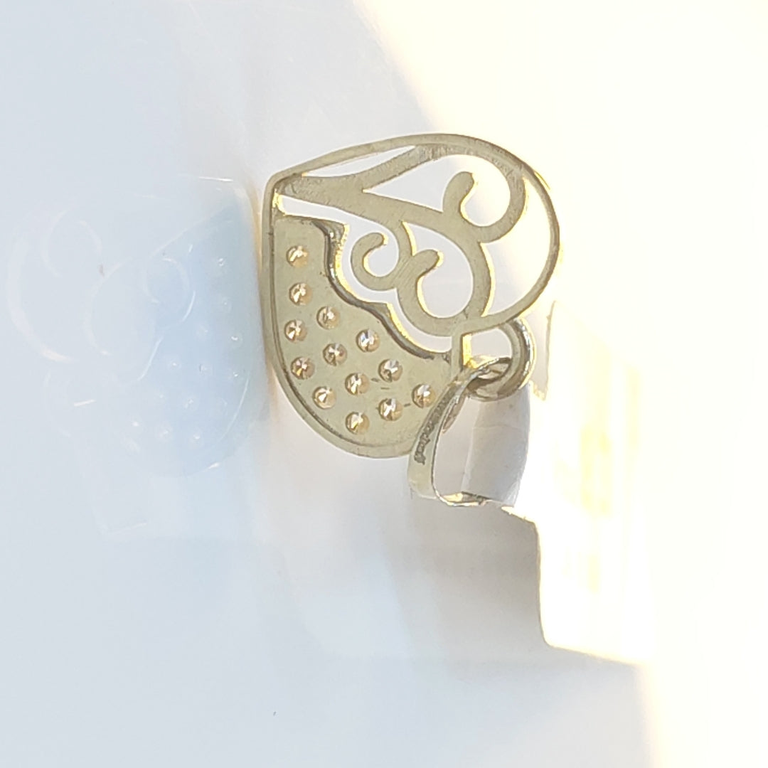 DIJE TEJIDO CORAZON CON CIRCONIAS Y ARBOL DE LA VIDA 14K 0.9 GR (NUEVO)