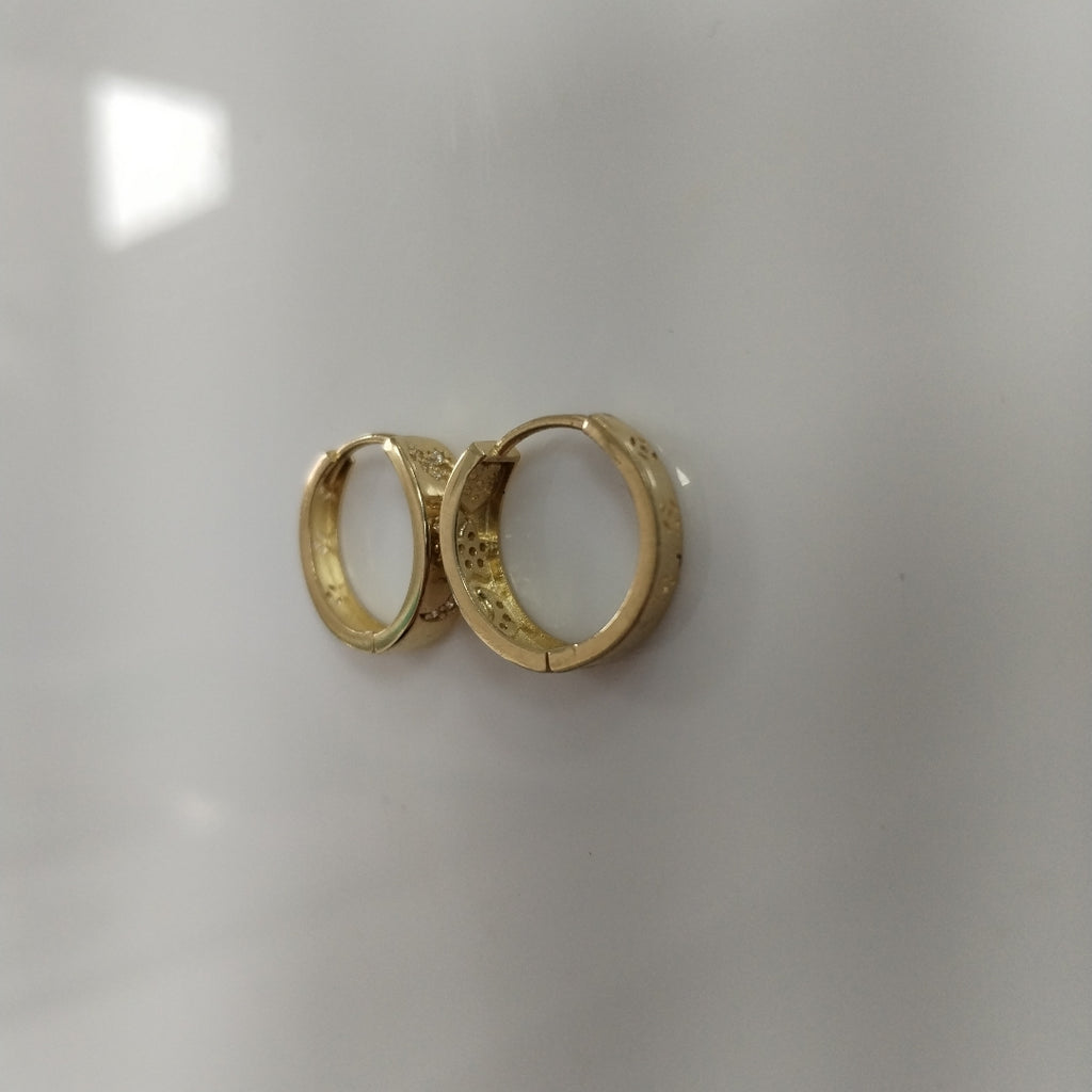 ARETES TEJIDO HUGGIES CON CIRCONIAS 14K 2.9 GR (NUEVO)