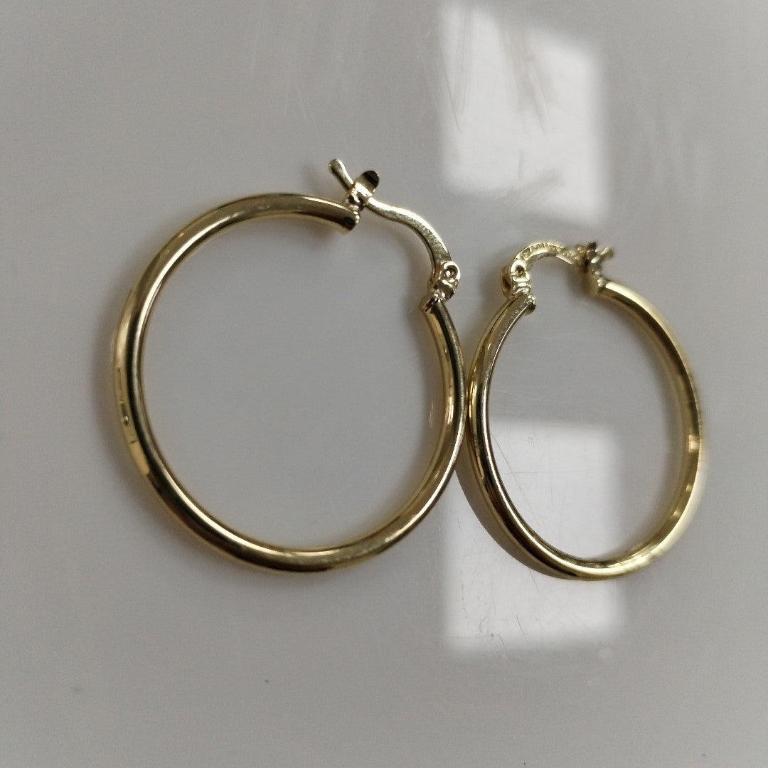ARETES TEJIDO ARRACADAS LISAS 14K 1.5 GR (NUEVO)