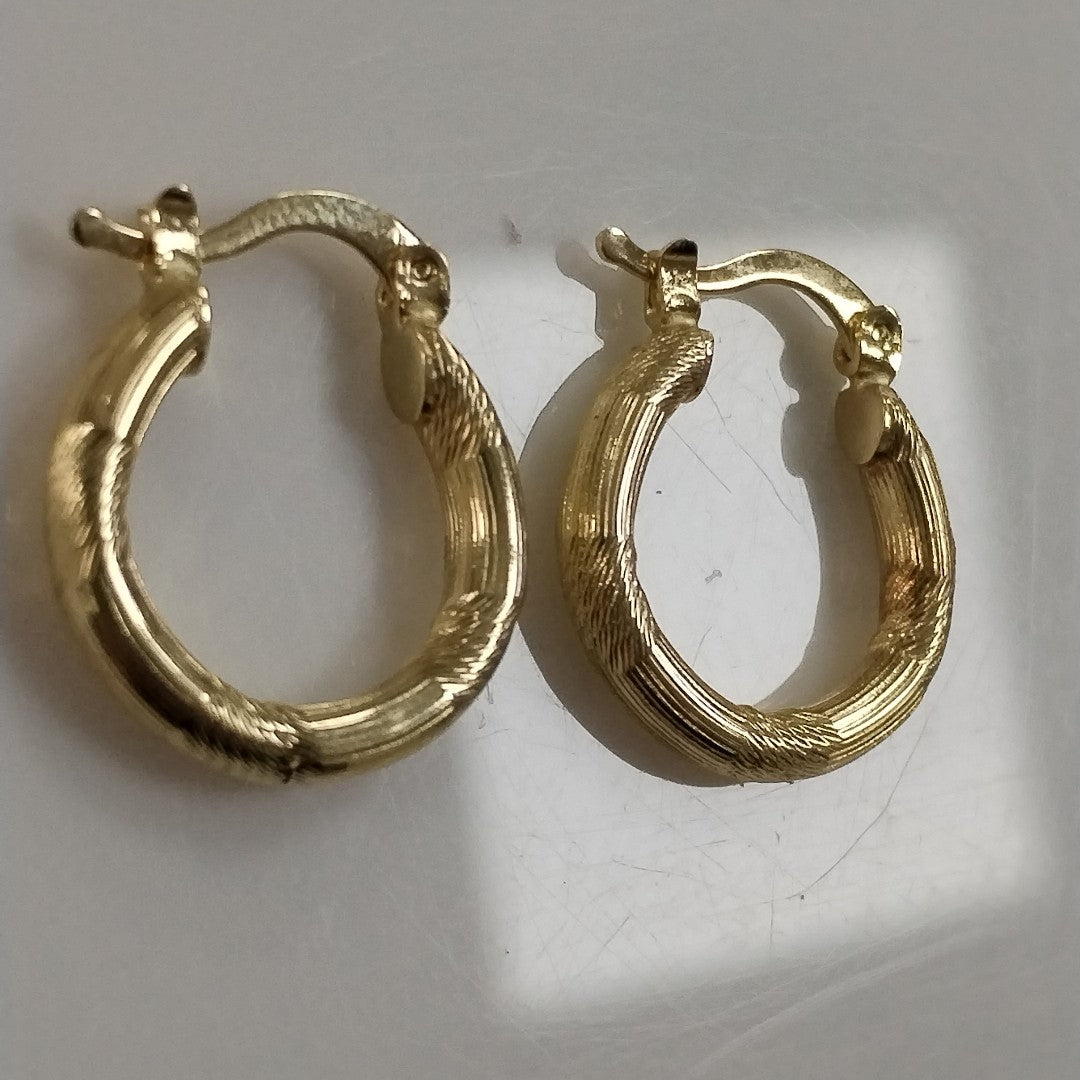 ARETES TEJIDO ARRACADAS CON DISEÑO 14K 2.6 GR (NUEVO)