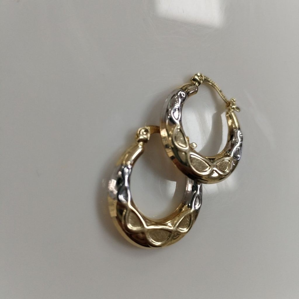 ARETES ARRACADAS COMBINADAS CON INFINITO 14K 2.3 GR (NUEVO)