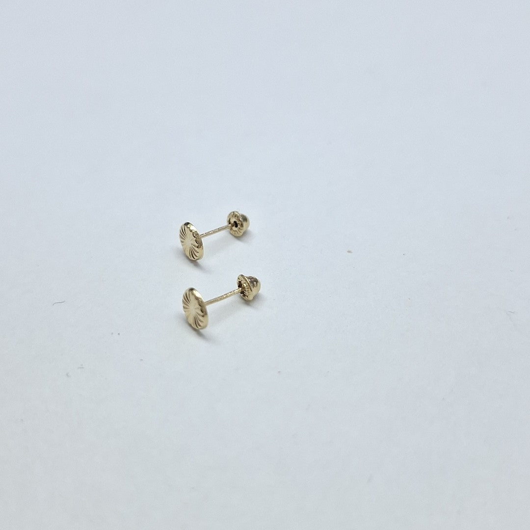 BROQUELES BROQUEL FIG BOTON RAYADO 14K 0.1577 GR (NUEVO)