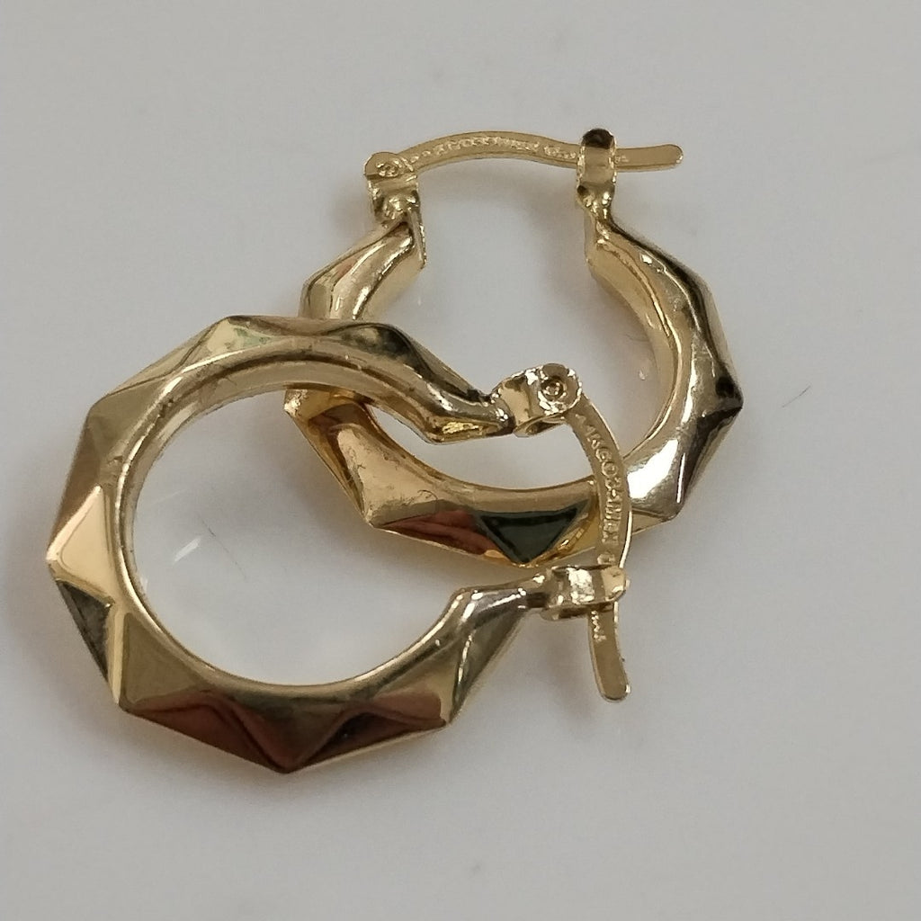ARETES TEJIDO ARRACADAS FACETADAS 14K 1.8 GR (NUEVO)