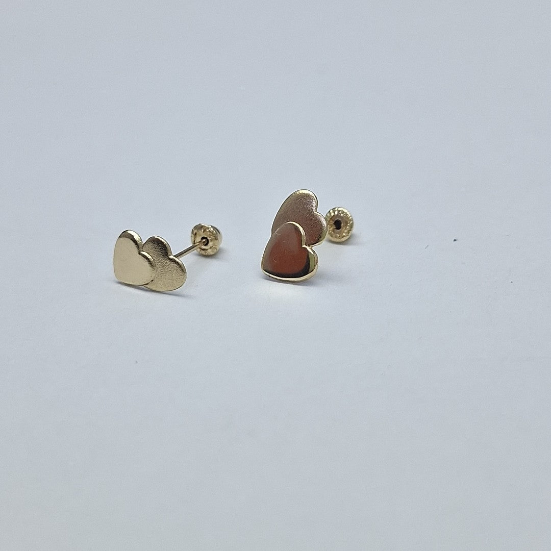 BROQUELES BROQUEL CORAZON DOBLE 14K 0.2171 GR (NUEVO)