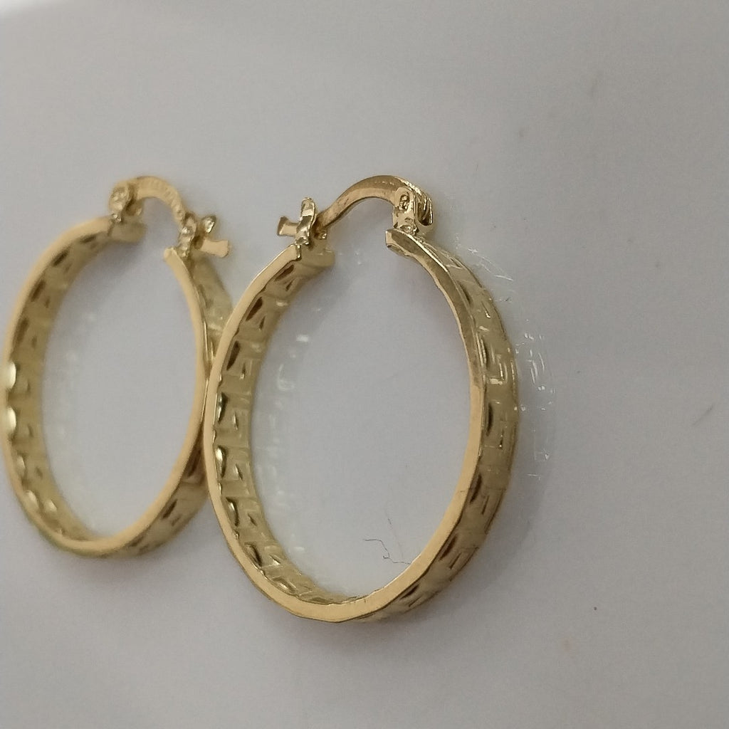 ARETES TEJIDO ARRACADA CON GRECAS 14K 2.8 GR (NUEVO)