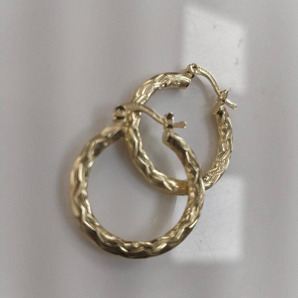 ARETES TEJIDO ARRACADA LABRADA 14K 2.7 GR (NUEVO)