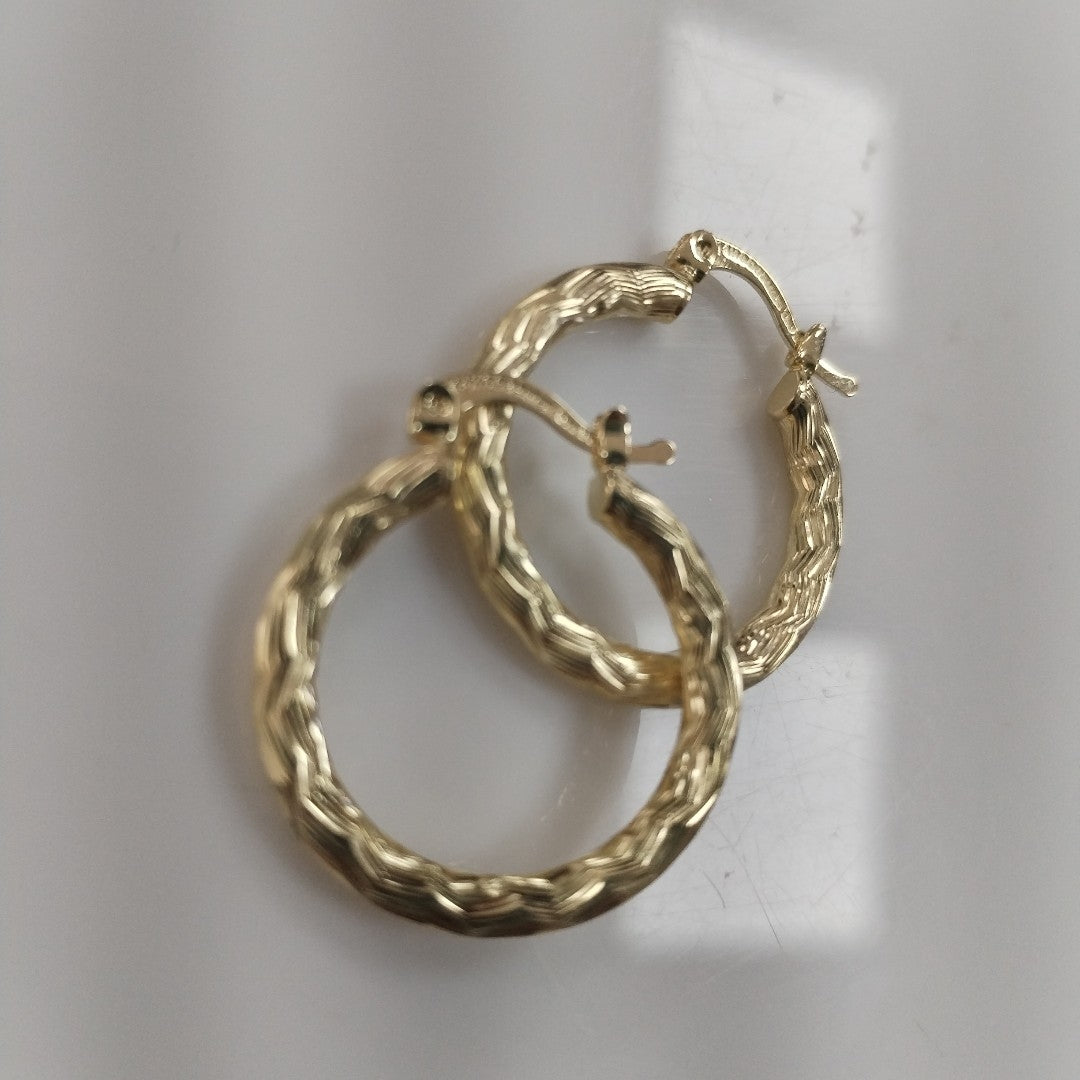 ARETES TEJIDO ARRACADA LABRADA 14K 2.7 GR (NUEVO)