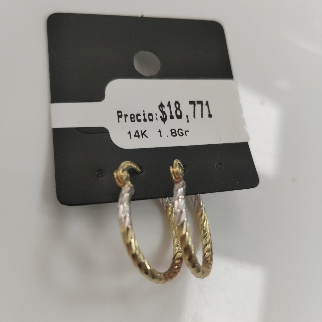 ARETES TEJIDO ARRACADAS TZL COMBINADAS 14K 1.8 GR (NUEVO)