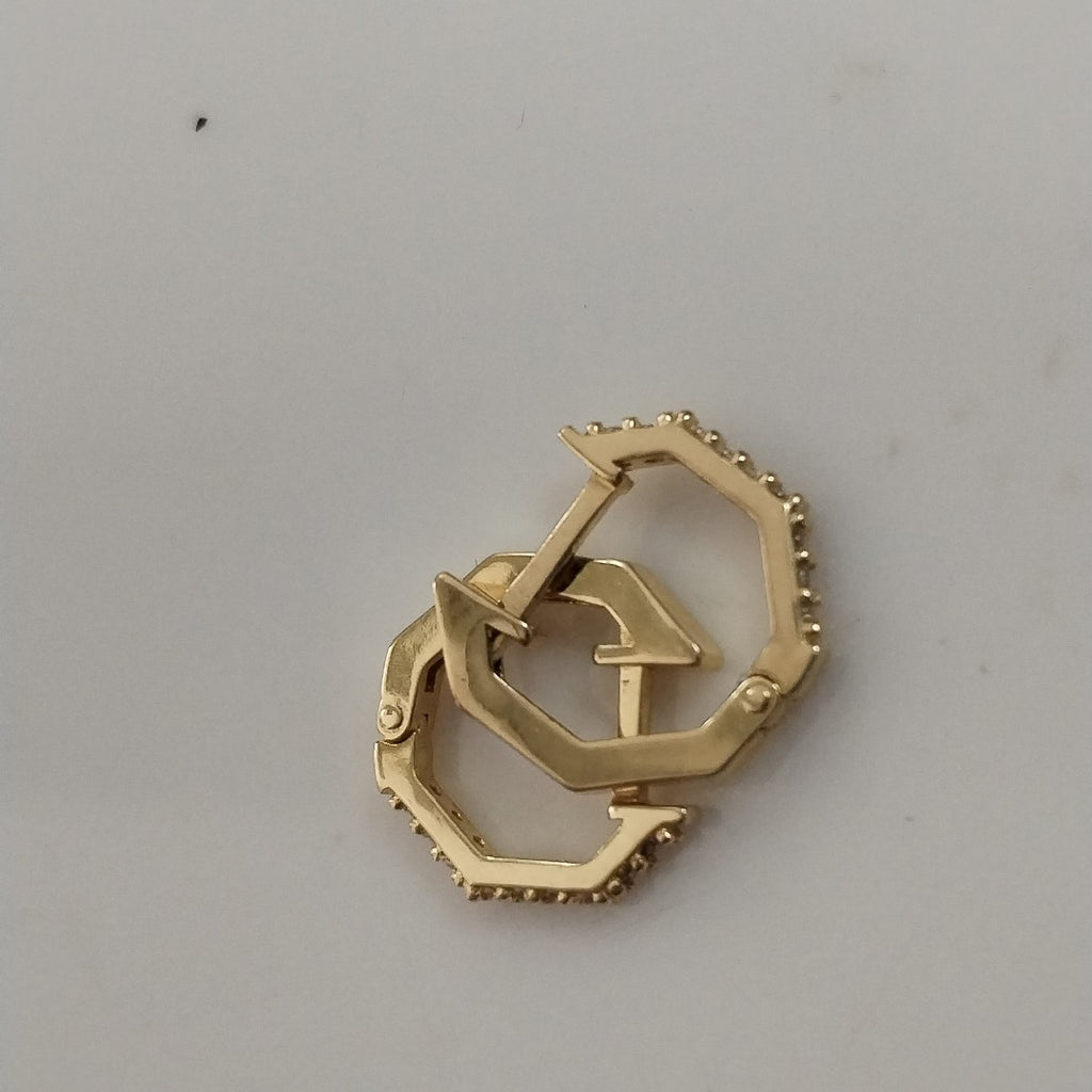 ARETES HUGGIES C CIRCONIAS 14K 1.7 GR (NUEVO)