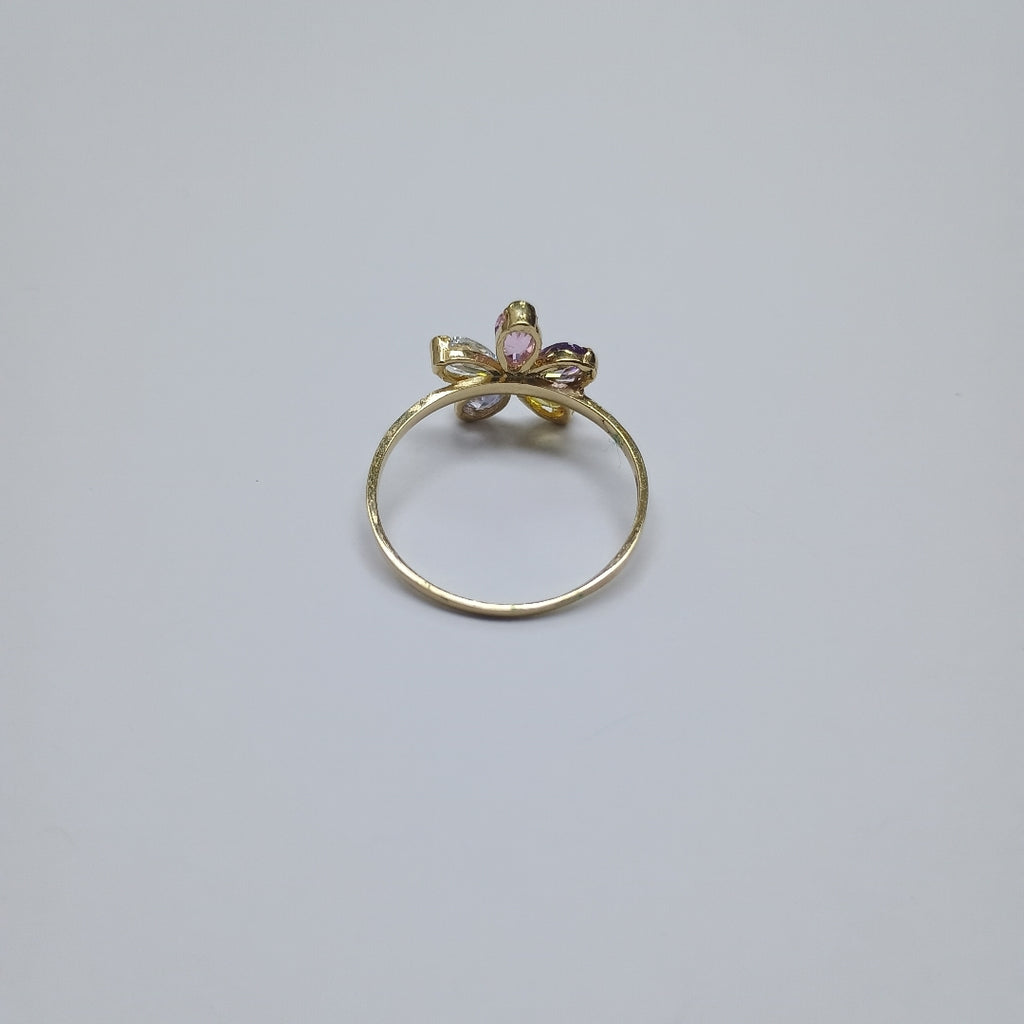 ANILLOS FLOR CON PIEDRAS DE COLOR 14K TALLA 7 1.4 GR (NUEVO)