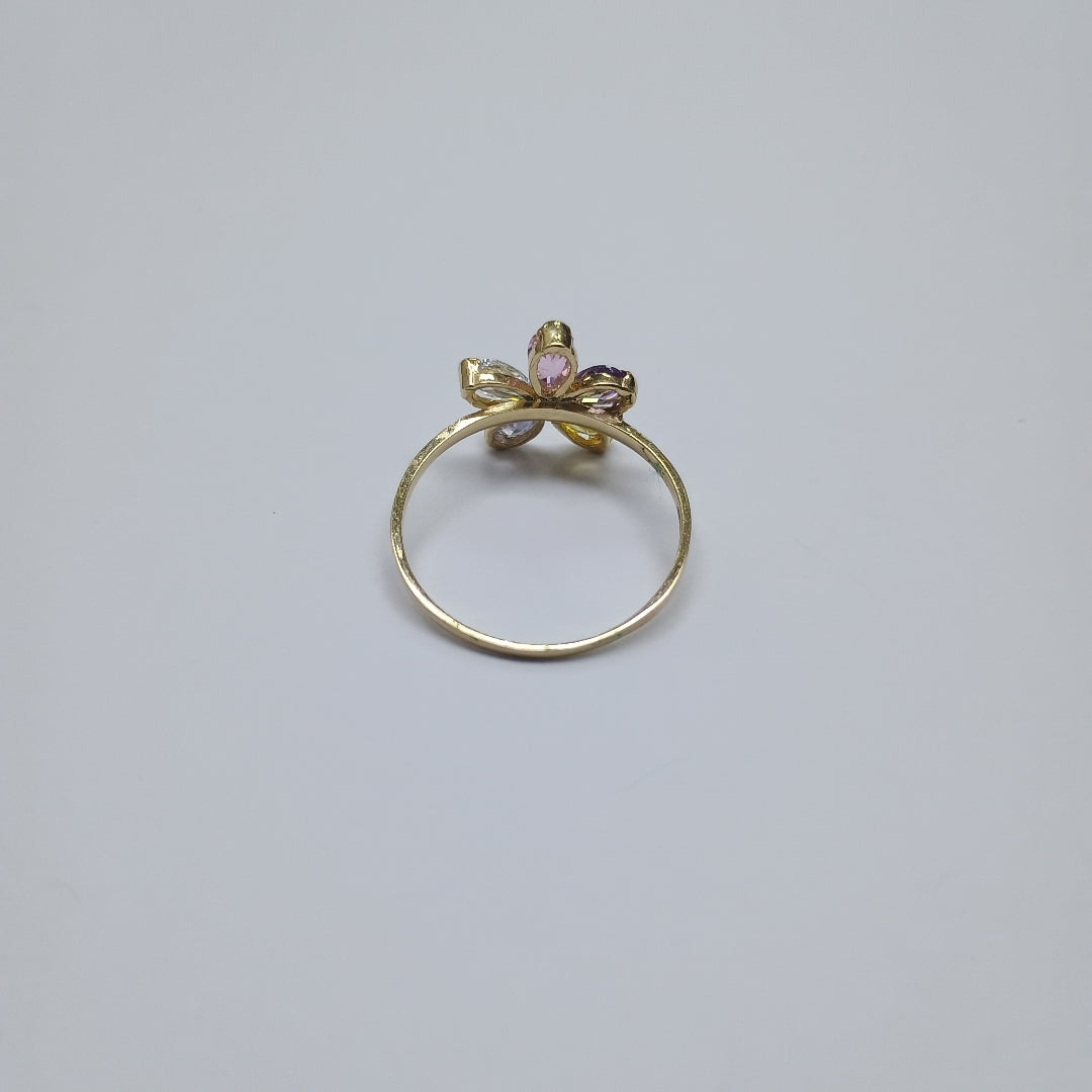 ANILLOS FLOR CON PIEDRAS DE COLOR 14K TALLA 7 1.4 GR (NUEVO)