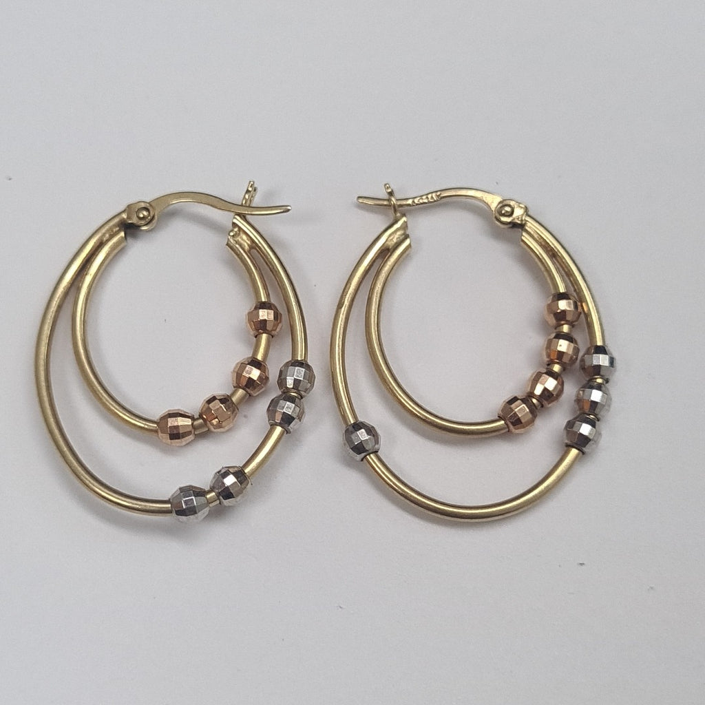 ARRACADAS PAR ORO, ORO COMBINADO 14 K 3.2 GRMS (SEMINUEVO)