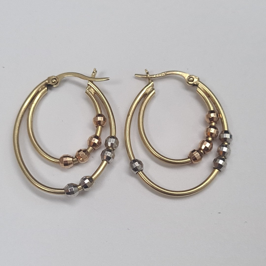 ARRACADAS PAR ORO, ORO COMBINADO 14 K 3.2 GRMS (SEMINUEVO)