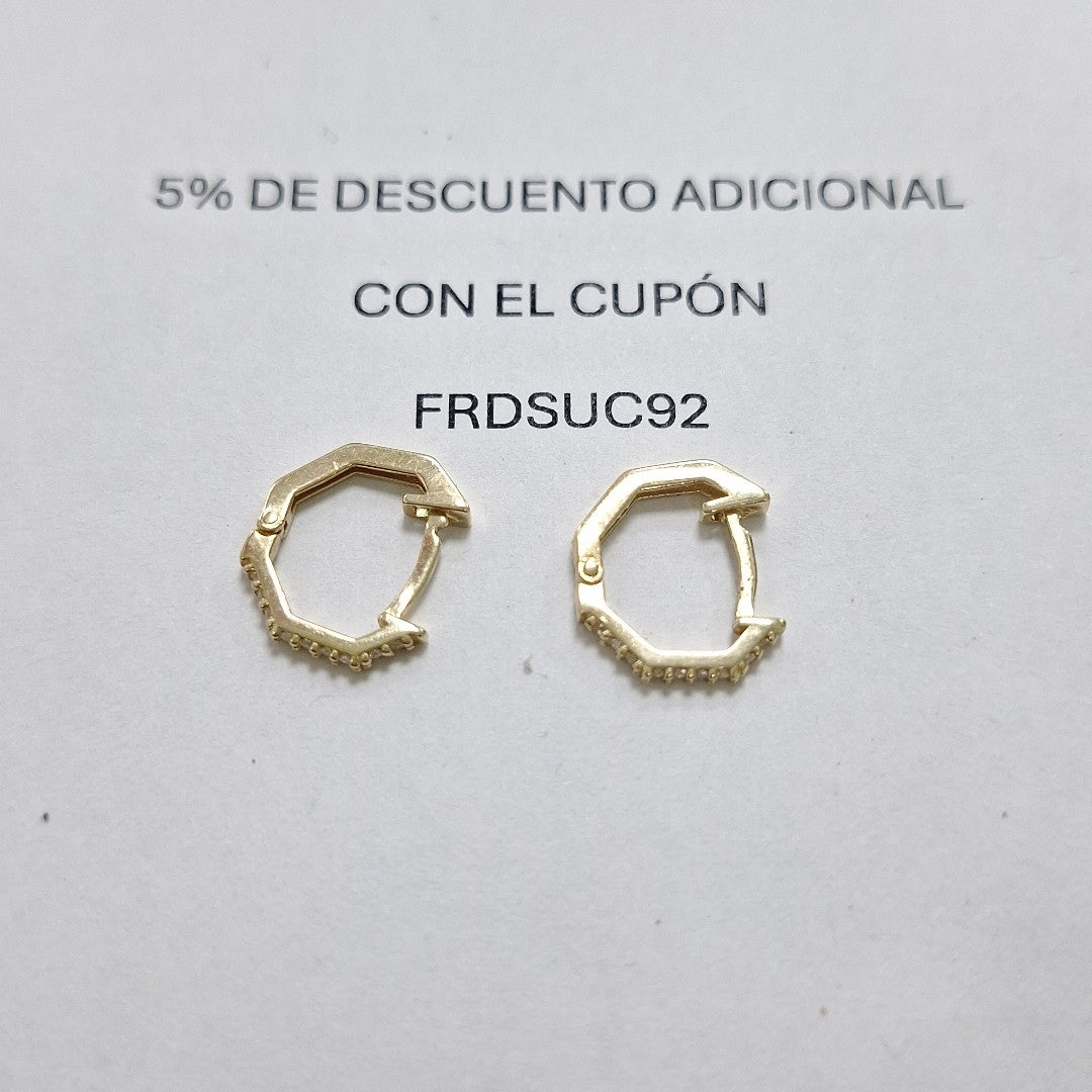 ARETES HUGIES C CIRCONIAS 14K 1.5 GR (NUEVO)