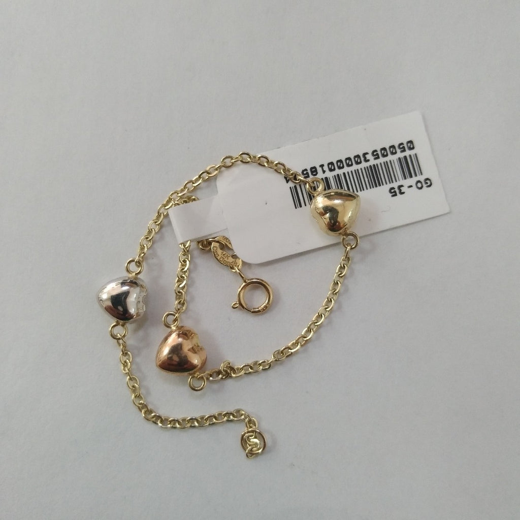 PULSERA ESP CON CORAZONES COMBINADOS 14K 18 CM 1.5 GR (NUEVO)