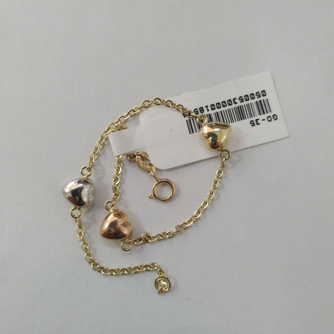 PULSERA ESP CON CORAZONES COMBINADOS 14K 18 CM 1.5 GR (NUEVO)