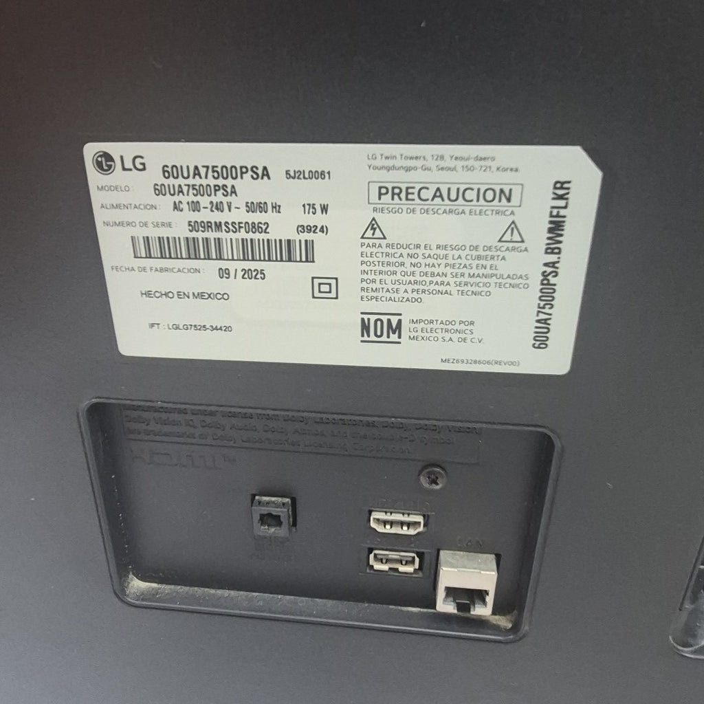PANTALLA LG 60UA7500PSA (2025) 60" LED 4K (SEMINUEVO)