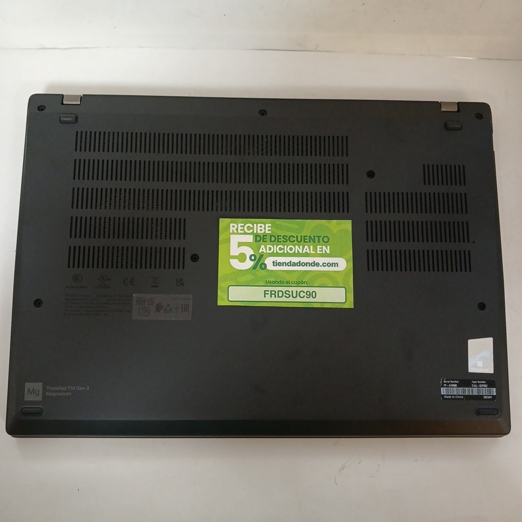 LAPTOP LENOVO THINKPAD T14 GEN 3 (2023) 256 GB SSD 16 GB RAM (SEMINUEVO)
